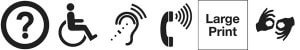 Images of six types of accessibility accommodations